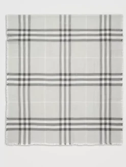 Wide Check Wool Scarf