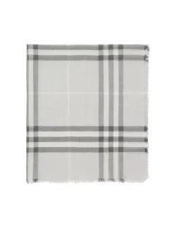 Wide Check Wool Scarf
