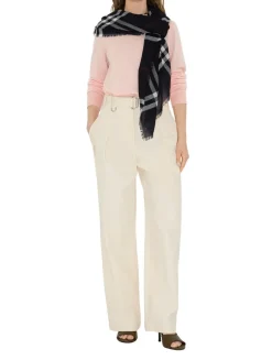 Wide Check Wool Scarf