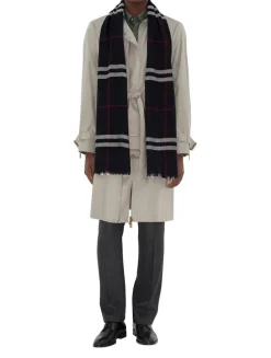 Wide Check Wool Scarf