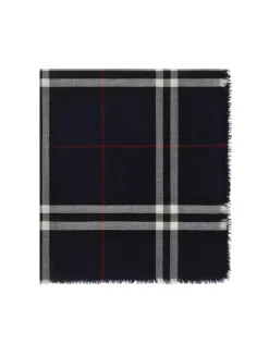 Wide Check Wool Scarf