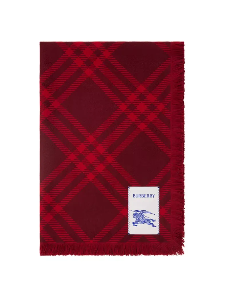 Wide Check Wool Silk Scarf