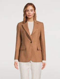Wool Blazer In Pinstripe Print