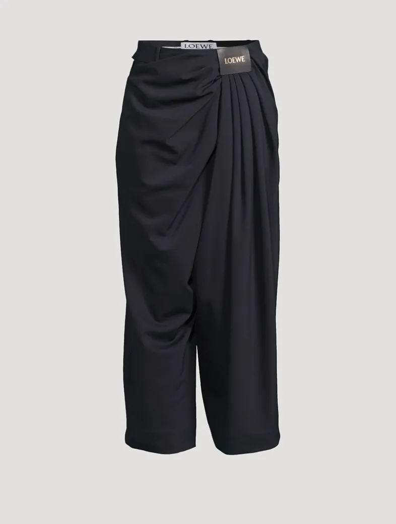 Wool Cropped Draped Trousers