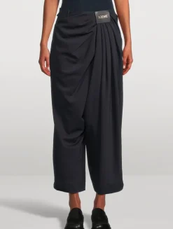 Wool Cropped Draped Trousers