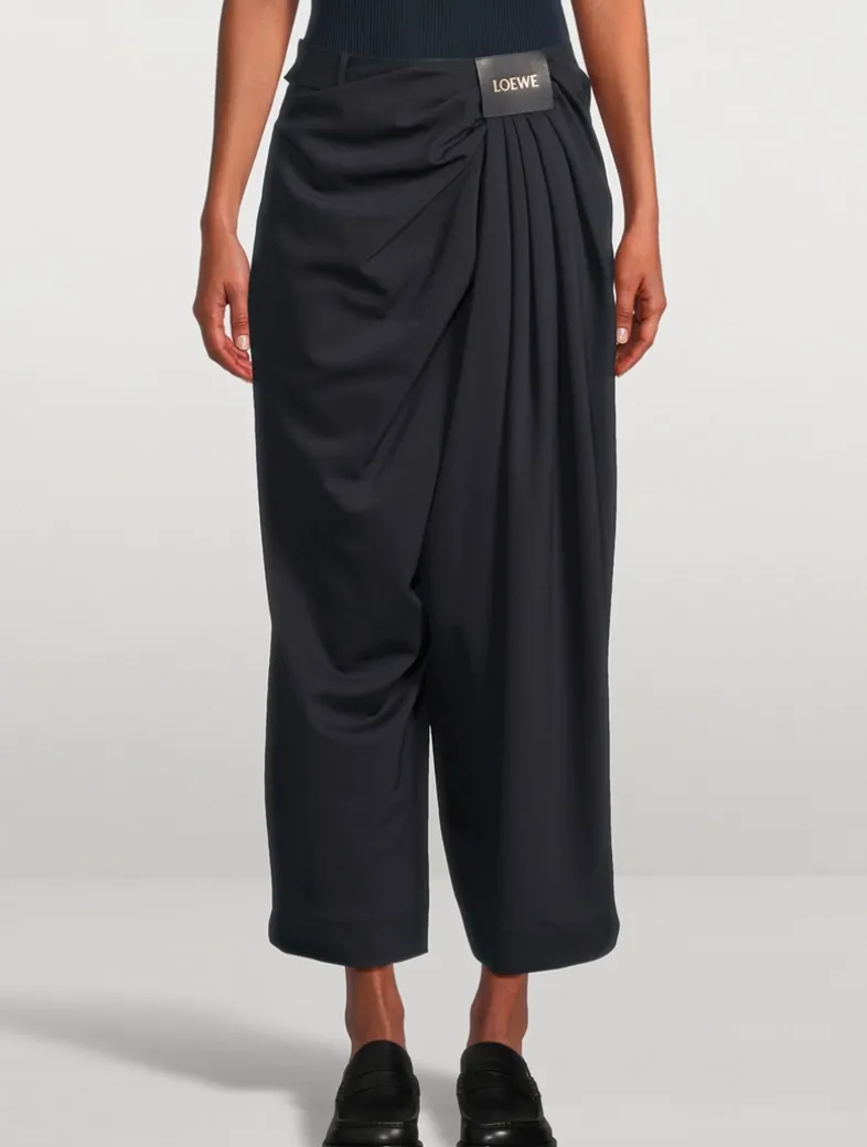 Wool Cropped Draped Trousers