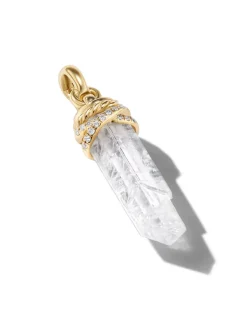 Wrapped Crystal Amulet In Ruby Crystal With 18k Yellow Gold And Diamonds, 46mm