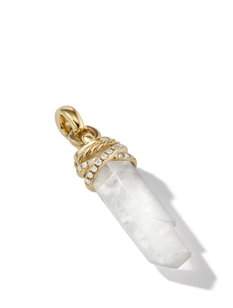 Wrapped Crystal Amulet In Tanzanite Crystal With 18k Yellow Gold And Diamonds, 46mm