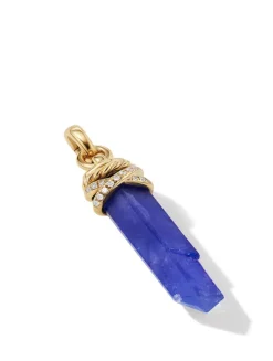 Wrapped Crystal Amulet In Tanzanite Crystal With 18k Yellow Gold And Diamonds, 46mm