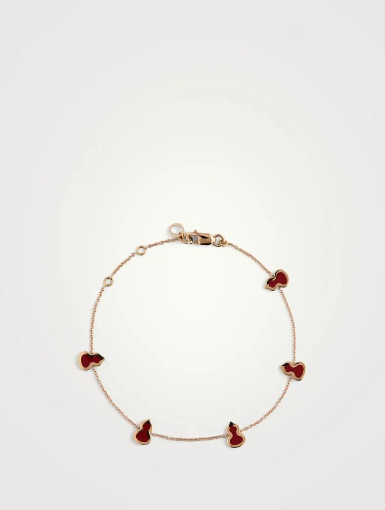 Wulu 18K Rose Gold Sautoir Bracelet With Red Enamel
