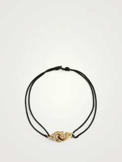 XS Menottes Dinh Van Cord Bracelet With 18K Gold And Diamonds