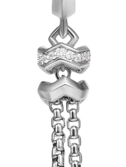 Zig Zag Stax™ Chain Drop Earrings In Sterling Silver With Diamonds, 66mm