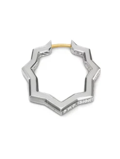 Zig Zag Stax™ Hoop Earrings In Sterling Silver With Diamonds, 22.8mm
