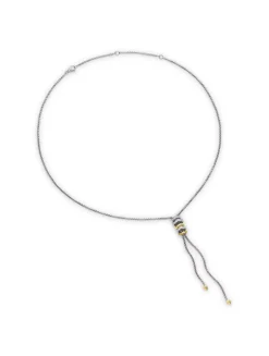 Zig Zag Stax™ Y Necklace In Sterling Silver With 18k Yellow Gold And Diamonds